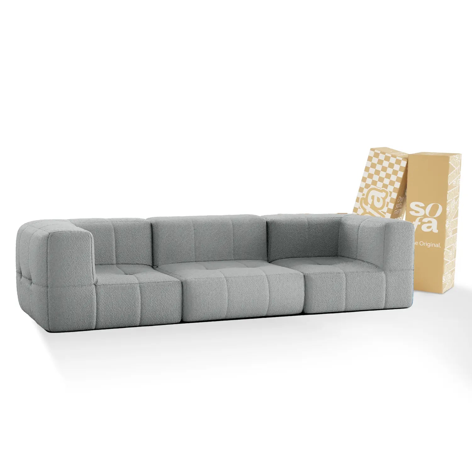 <tc>The growing sofa</tc> Modular 3 Sitze 2 Armlehnen in Boucle – Grau